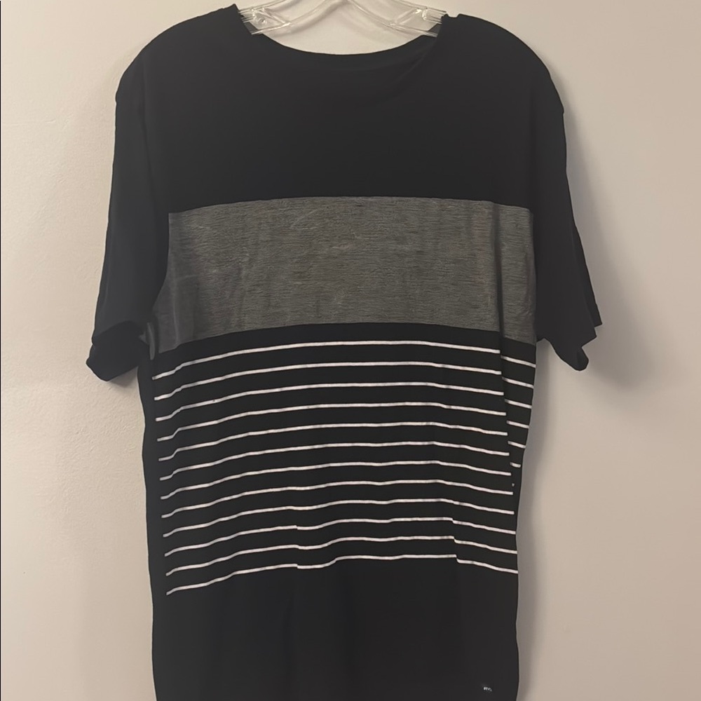 RVCA Black and Gray Striped Men's Shirt